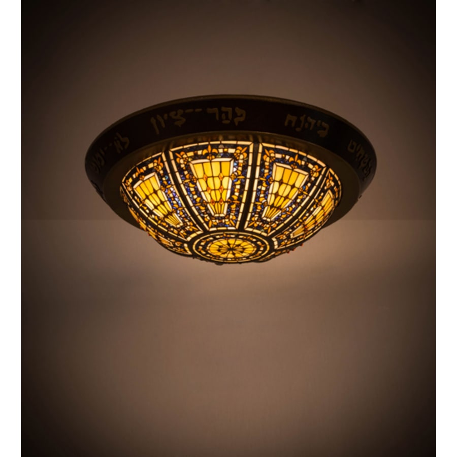 Meyda Tiffany Fleur-de-lis 6 Light 30" Wide Flush Mount Bowl Ceiling Fixture
