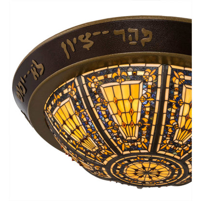 Meyda Tiffany Fleur-de-lis 6 Light 30" Wide Flush Mount Bowl Ceiling Fixture