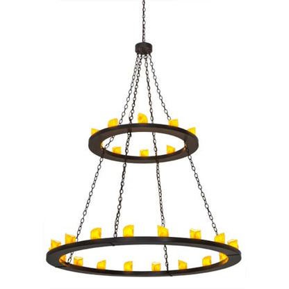 Meyda Tiffany Loxley 28 Light 60" Wide Pillar Candle Ring Chandelier