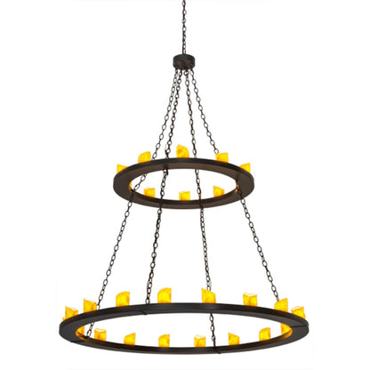 Meyda Tiffany Loxley 28 Light 60" Wide Pillar Candle Ring Chandelier