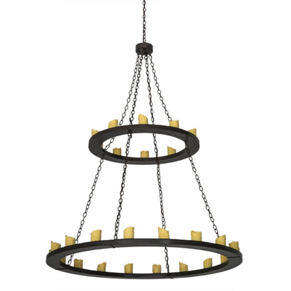 Meyda Tiffany Loxley 28 Light 60" Wide Pillar Candle Ring Chandelier