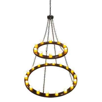 Meyda Tiffany Loxley 28 Light 60" Wide Pillar Candle Ring Chandelier