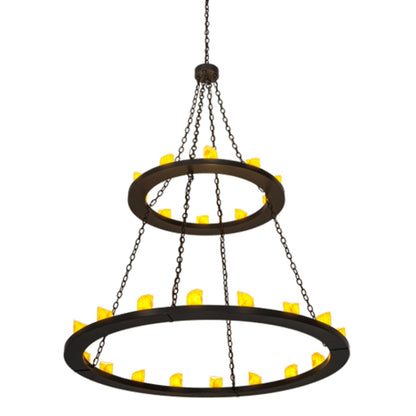 Meyda Tiffany Loxley 28 Light 60" Wide Pillar Candle Ring Chandelier