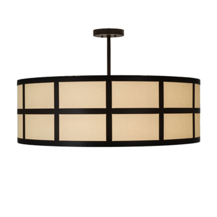 Meyda Tiffany Cilindro Barnabas 6 Light 36" Wide Semi-Flush Drum Ceiling Fixture with Linen Textrene Shade - Timeless Bronze Finish