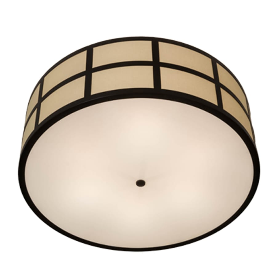 Meyda Tiffany Cilindro Barnabas 6 Light 36" Wide Semi-Flush Drum Ceiling Fixture with Linen Textrene Shade - Timeless Bronze Finish