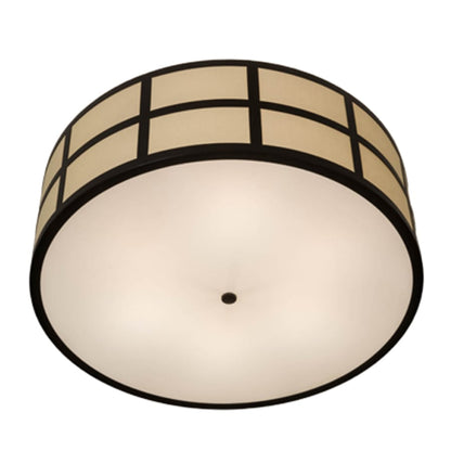 Meyda Tiffany Cilindro Barnabas 6 Light 36" Wide Semi-Flush Drum Ceiling Fixture with Linen Textrene Shade - Timeless Bronze Finish