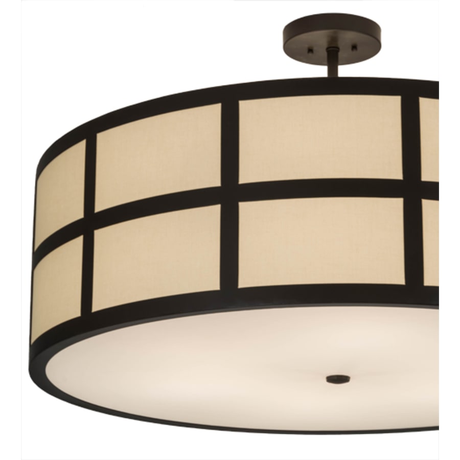Meyda Tiffany Cilindro Barnabas 6 Light 36" Wide Semi-Flush Drum Ceiling Fixture with Linen Textrene Shade - Timeless Bronze Finish