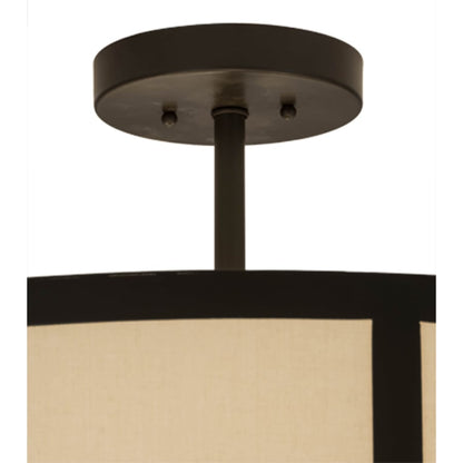Meyda Tiffany Cilindro Barnabas 6 Light 36" Wide Semi-Flush Drum Ceiling Fixture with Linen Textrene Shade - Timeless Bronze Finish