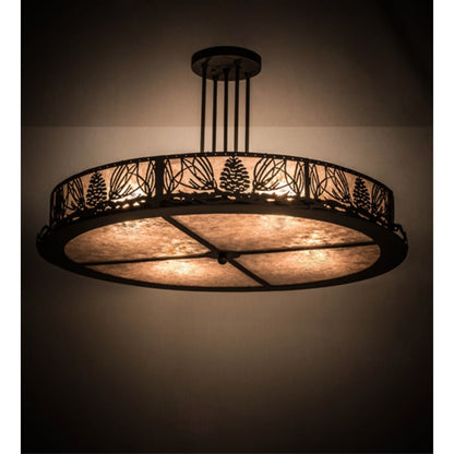 Meyda Tiffany Mountain Pine 4 Light 36" Wide Semi-Flush Drum Ceiling Fixture - Oil Rubbed Bronze Finish