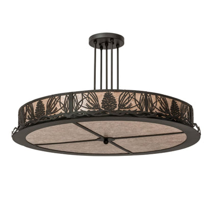 Meyda Tiffany Mountain Pine 4 Light 36" Wide Semi-Flush Drum Ceiling Fixture - Oil Rubbed Bronze Finish