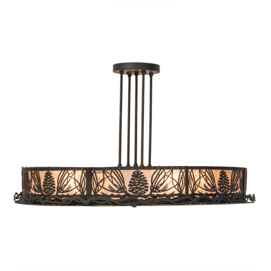 Meyda Tiffany Mountain Pine 4 Light 36" Wide Semi-Flush Drum Ceiling Fixture - Oil Rubbed Bronze Finish