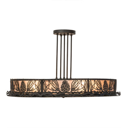 Meyda Tiffany Mountain Pine 4 Light 36" Wide Semi-Flush Drum Ceiling Fixture - Oil Rubbed Bronze Finish