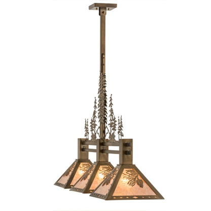 Meyda Tiffany Tall Pines 3 Light 46" Wide Linear Pendant