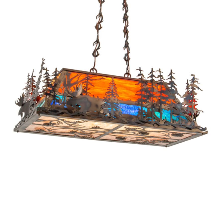 Meyda Tiffany Moose through the Trees 6 Light 35" Wide Linear Pendant