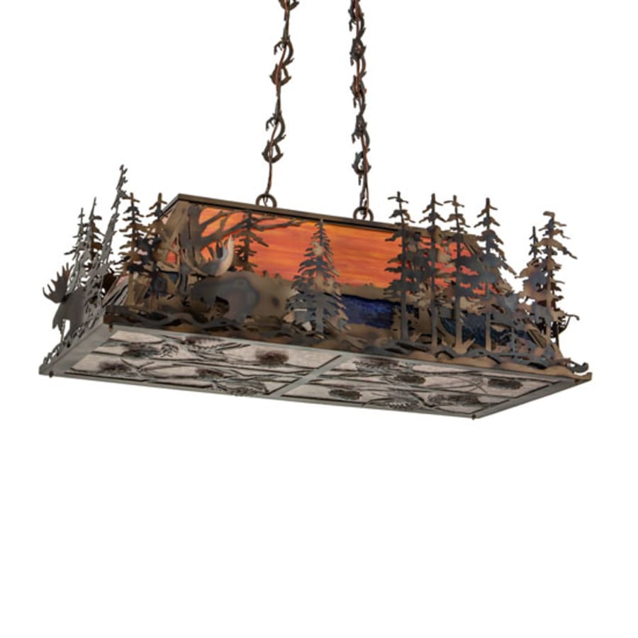 Meyda Tiffany Moose through the Trees 6 Light 35" Wide Linear Pendant