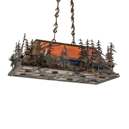 Meyda Tiffany Moose through the Trees 6 Light 35" Wide Linear Pendant