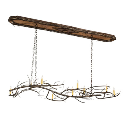 Meyda Tiffany Long Winter Solstice 9 Light 71" Wide Taper Candle Linear Chandelier