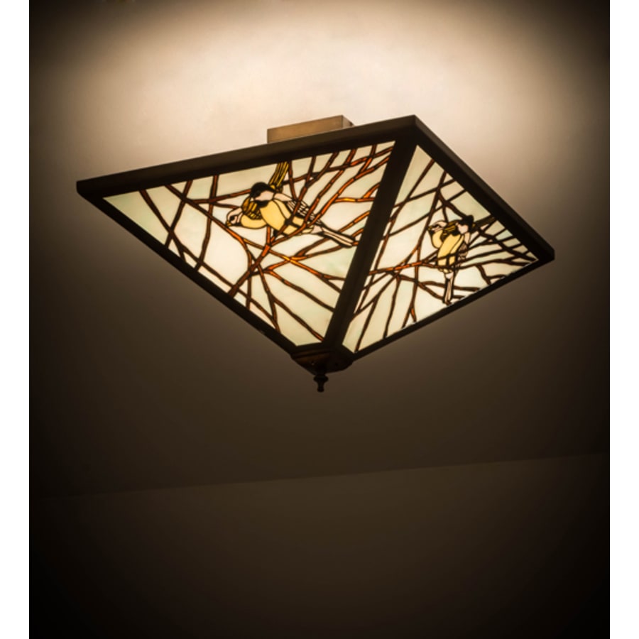 Meyda Tiffany Backyard Friends 4 Light 30" Wide Semi-Flush Ceiling Fixture - Antique Copper Finish - GU24 Bulb Base