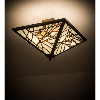 Meyda Tiffany Backyard Friends 4 Light 30" Wide Semi-Flush Ceiling Fixture - Antique Copper Finish - GU24 Bulb Base