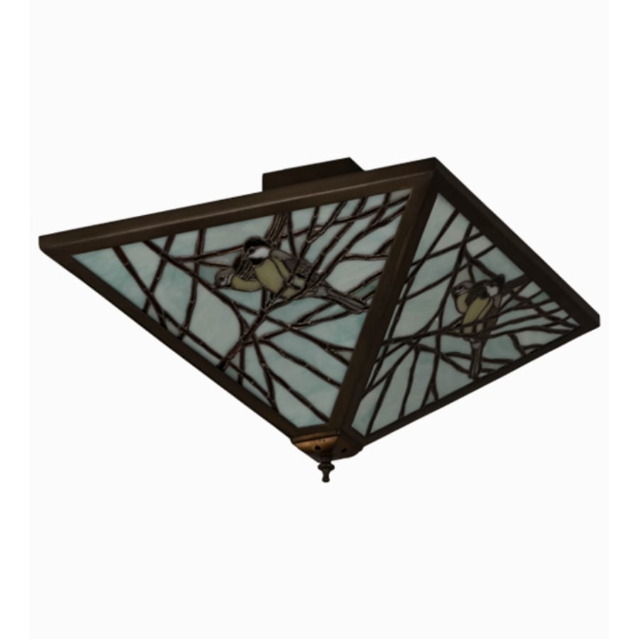 Meyda Tiffany Backyard Friends 4 Light 30" Wide Semi-Flush Ceiling Fixture - Antique Copper Finish - GU24 Bulb Base