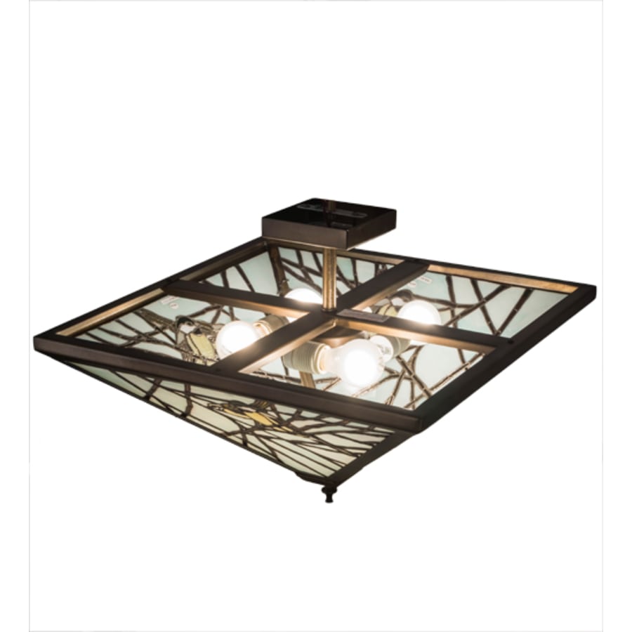 Meyda Tiffany Backyard Friends 4 Light 30" Wide Semi-Flush Ceiling Fixture - Antique Copper Finish - GU24 Bulb Base