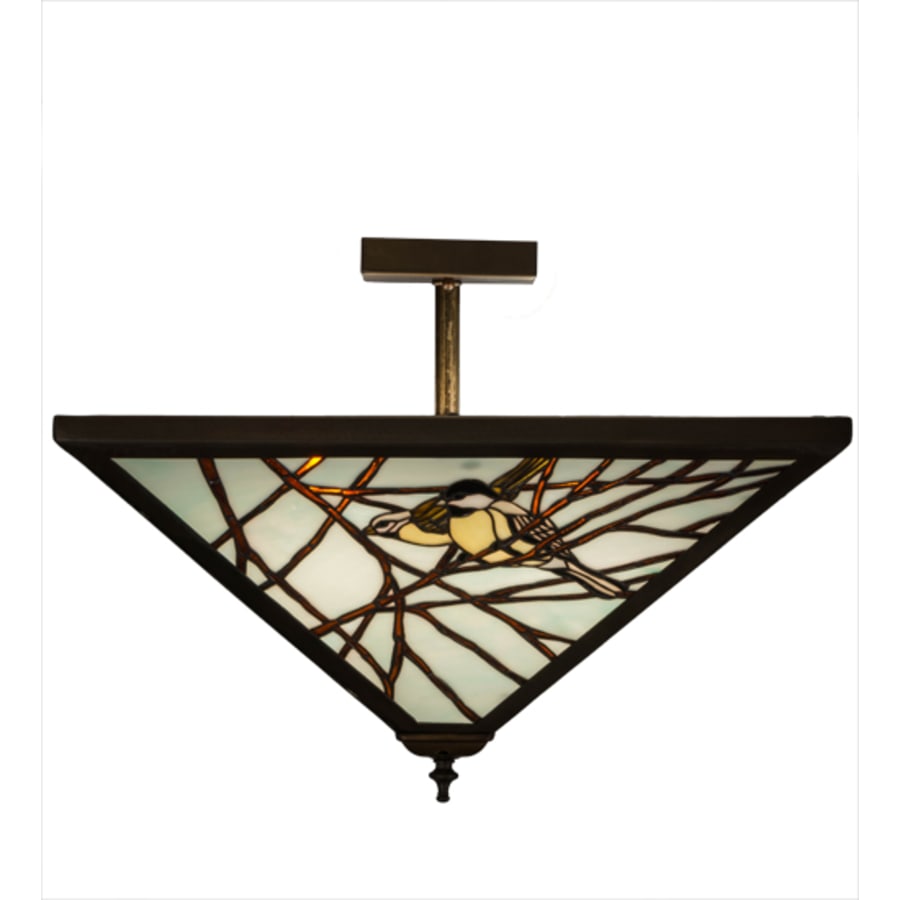 Meyda Tiffany Backyard Friends 4 Light 30" Wide Semi-Flush Ceiling Fixture - Antique Copper Finish - GU24 Bulb Base