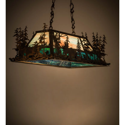 Meyda Tiffany Moose Through the Trees 6 Light 36" Wide Linear Pendant