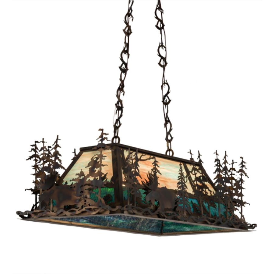 Meyda Tiffany Moose Through the Trees 6 Light 36" Wide Linear Pendant