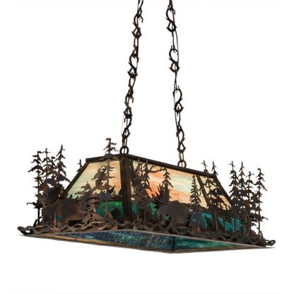 Meyda Tiffany Moose Through the Trees 6 Light 36" Wide Linear Pendant
