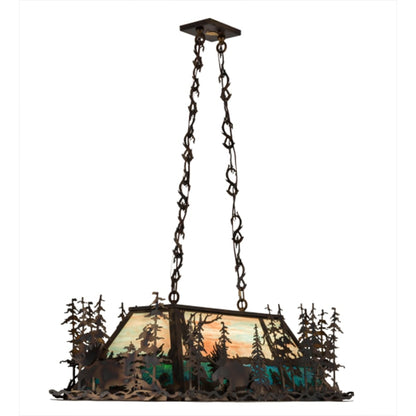 Meyda Tiffany Moose Through the Trees 6 Light 36" Wide Linear Pendant