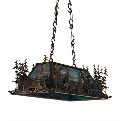 Meyda Tiffany Moose Through the Trees 6 Light 36" Wide Linear Pendant