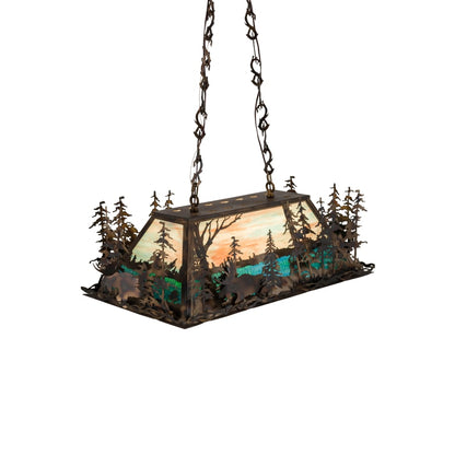 Meyda Tiffany Moose Through the Trees 6 Light 36" Wide Linear Pendant
