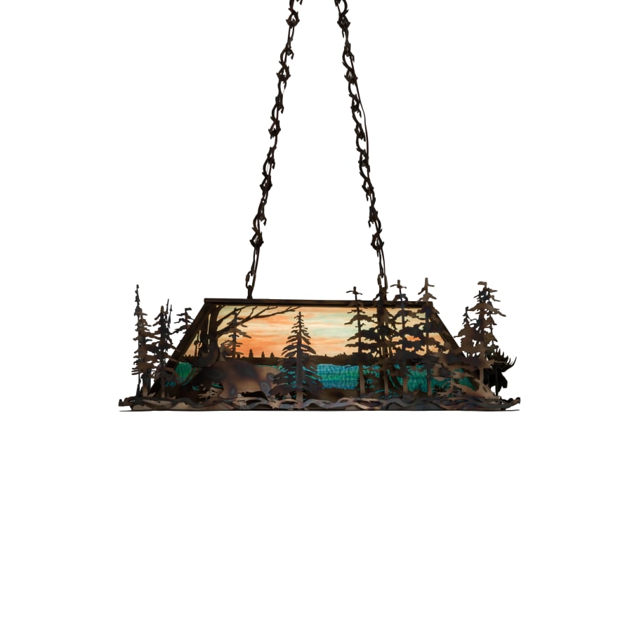 Meyda Tiffany Moose Through the Trees 6 Light 36" Wide Linear Pendant
