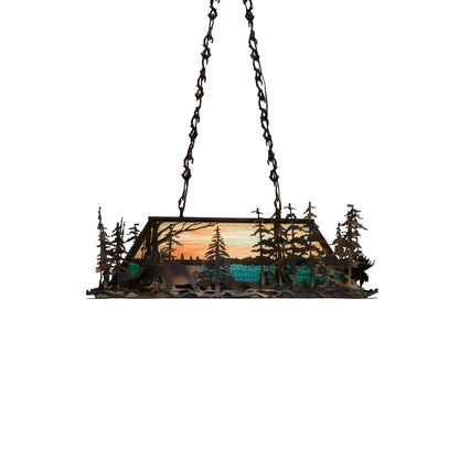 Meyda Tiffany Moose Through the Trees 6 Light 36" Wide Linear Pendant
