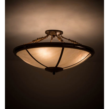 Meyda Tiffany Commerce 4 Light 31" Wide Semi-Flush Bowl Ceiling Fixture - Vintage Copper Finish