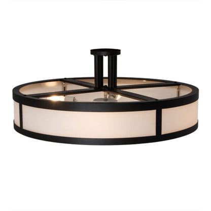 Meyda Tiffany Smythe Craftsman 4 Light 30" Wide Semi-Flush Drum Ceiling Fixture