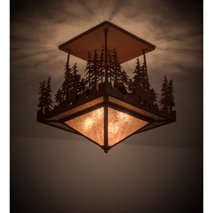 Meyda Tiffany Wildlife at Pine Lake 4 Light 33" Wide Semi-Flush Ceiling Fixture