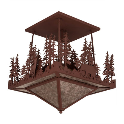Meyda Tiffany Wildlife at Pine Lake 4 Light 33" Wide Semi-Flush Ceiling Fixture