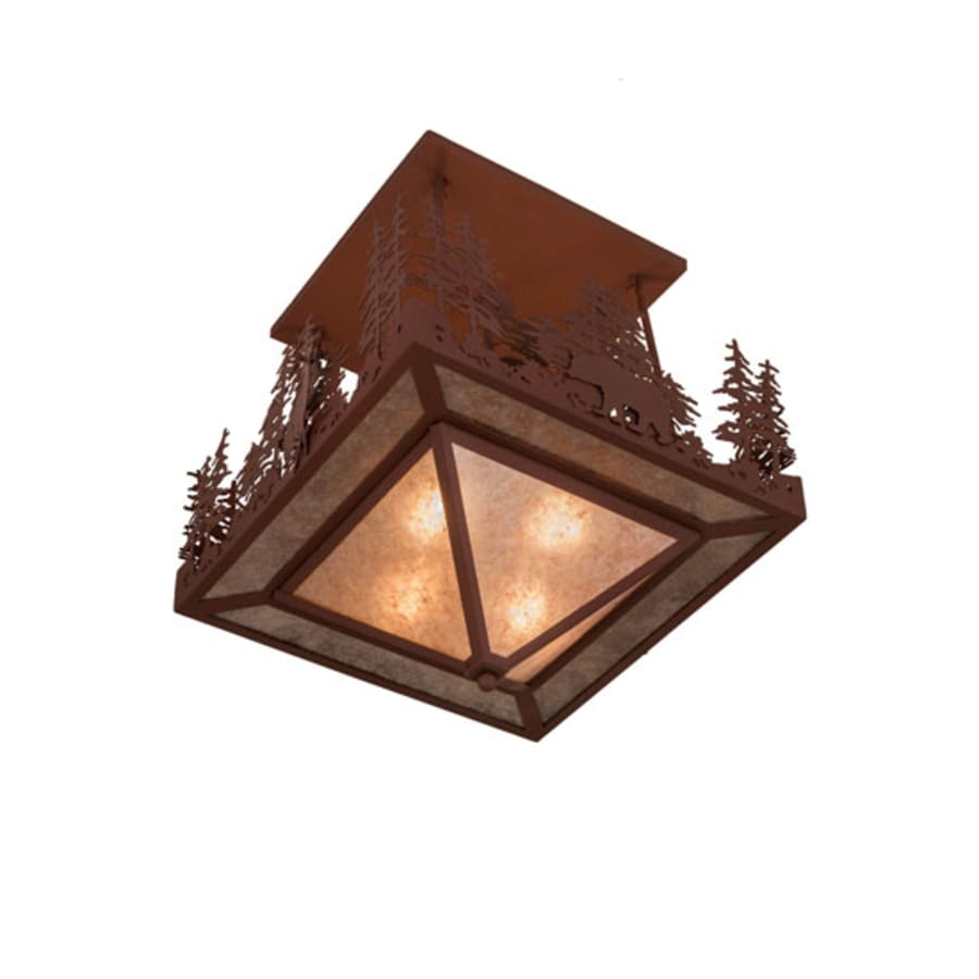 Meyda Tiffany Wildlife at Pine Lake 4 Light 33" Wide Semi-Flush Ceiling Fixture