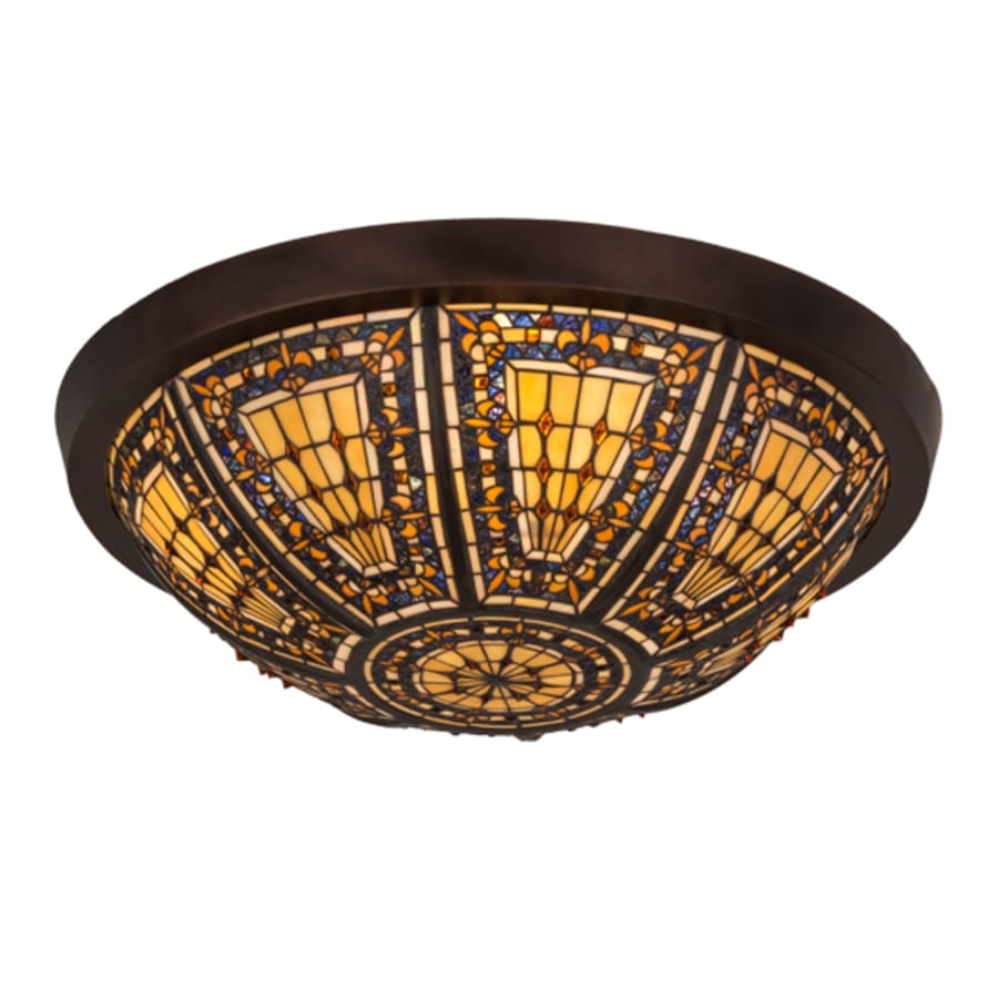Meyda Tiffany Fleur-de-lis 4 Light 26" Wide Flush Mount Bowl Ceiling Fixture