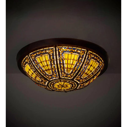 Meyda Tiffany Fleur-de-lis 4 Light 26" Wide Flush Mount Bowl Ceiling Fixture