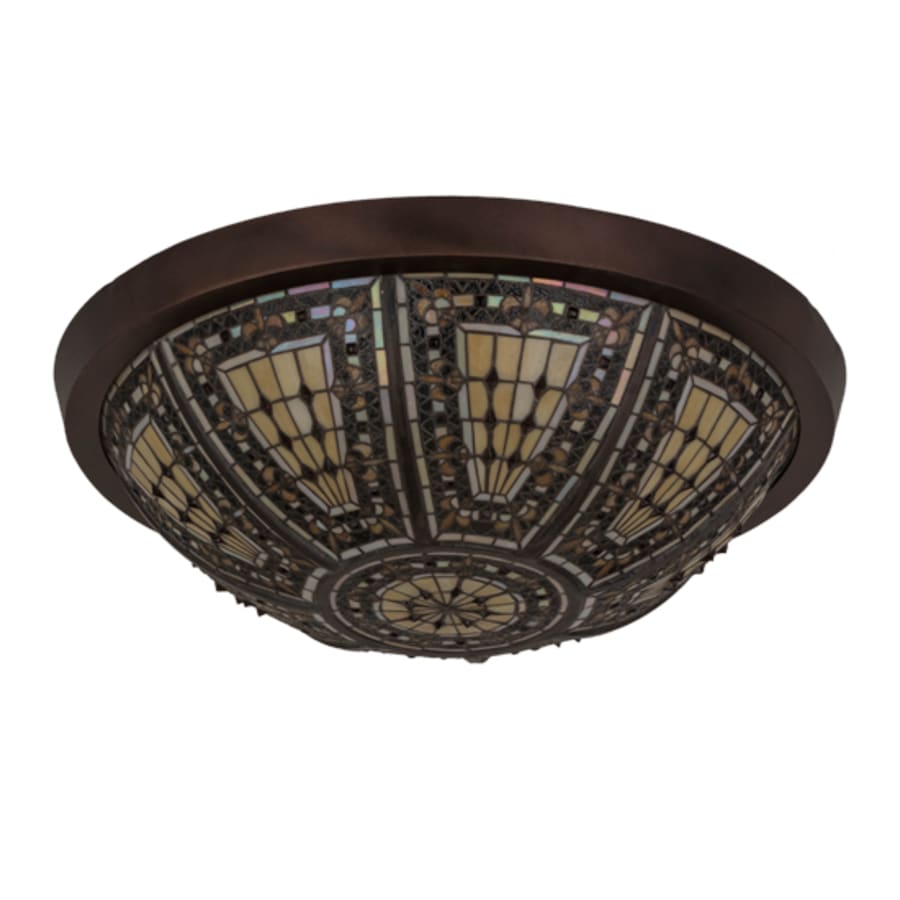 Meyda Tiffany Fleur-de-lis 4 Light 26" Wide Flush Mount Bowl Ceiling Fixture