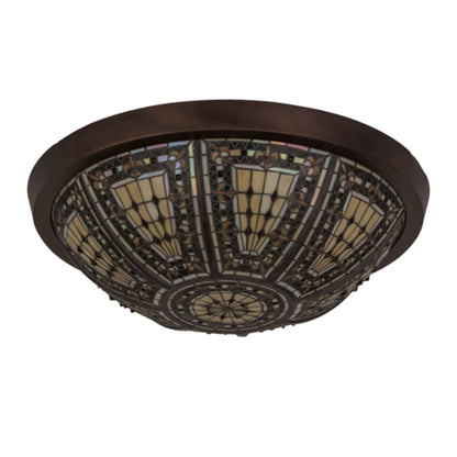 Meyda Tiffany Fleur-de-lis 4 Light 26" Wide Flush Mount Bowl Ceiling Fixture