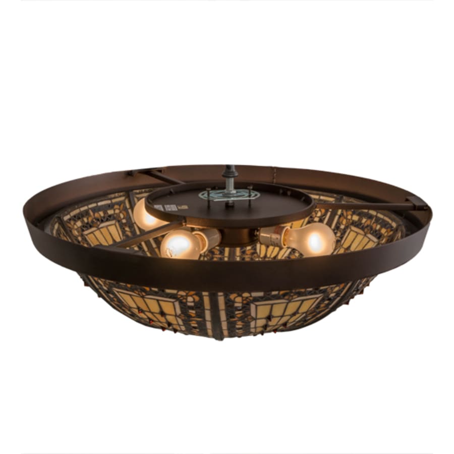 Meyda Tiffany Fleur-de-lis 4 Light 26" Wide Flush Mount Bowl Ceiling Fixture