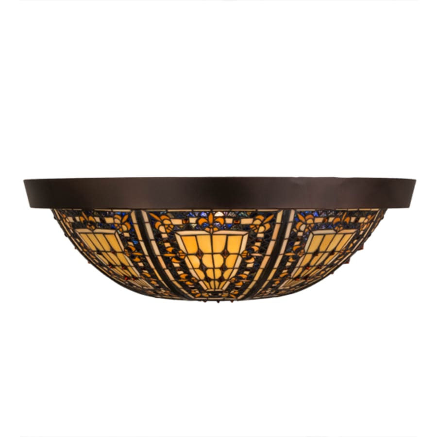 Meyda Tiffany Fleur-de-lis 4 Light 26" Wide Flush Mount Bowl Ceiling Fixture