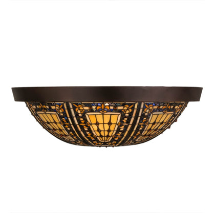 Meyda Tiffany Fleur-de-lis 4 Light 26" Wide Flush Mount Bowl Ceiling Fixture