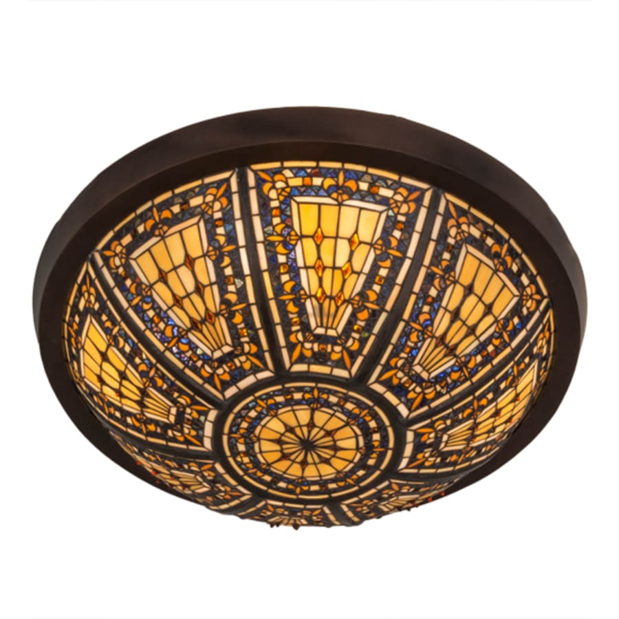 Meyda Tiffany Fleur-de-lis 4 Light 26" Wide Flush Mount Bowl Ceiling Fixture
