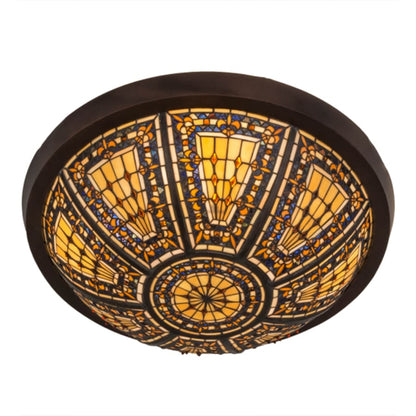 Meyda Tiffany Fleur-de-lis 4 Light 26" Wide Flush Mount Bowl Ceiling Fixture