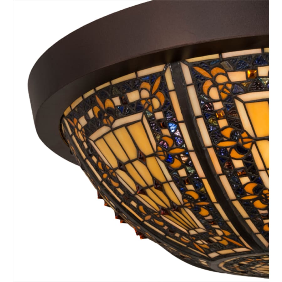 Meyda Tiffany Fleur-de-lis 4 Light 26" Wide Flush Mount Bowl Ceiling Fixture