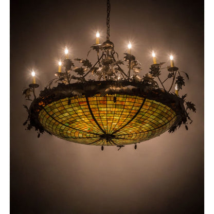 Meyda Tiffany Greenbriar Oak 12 Light 55" Wide Taper Candle Pendant